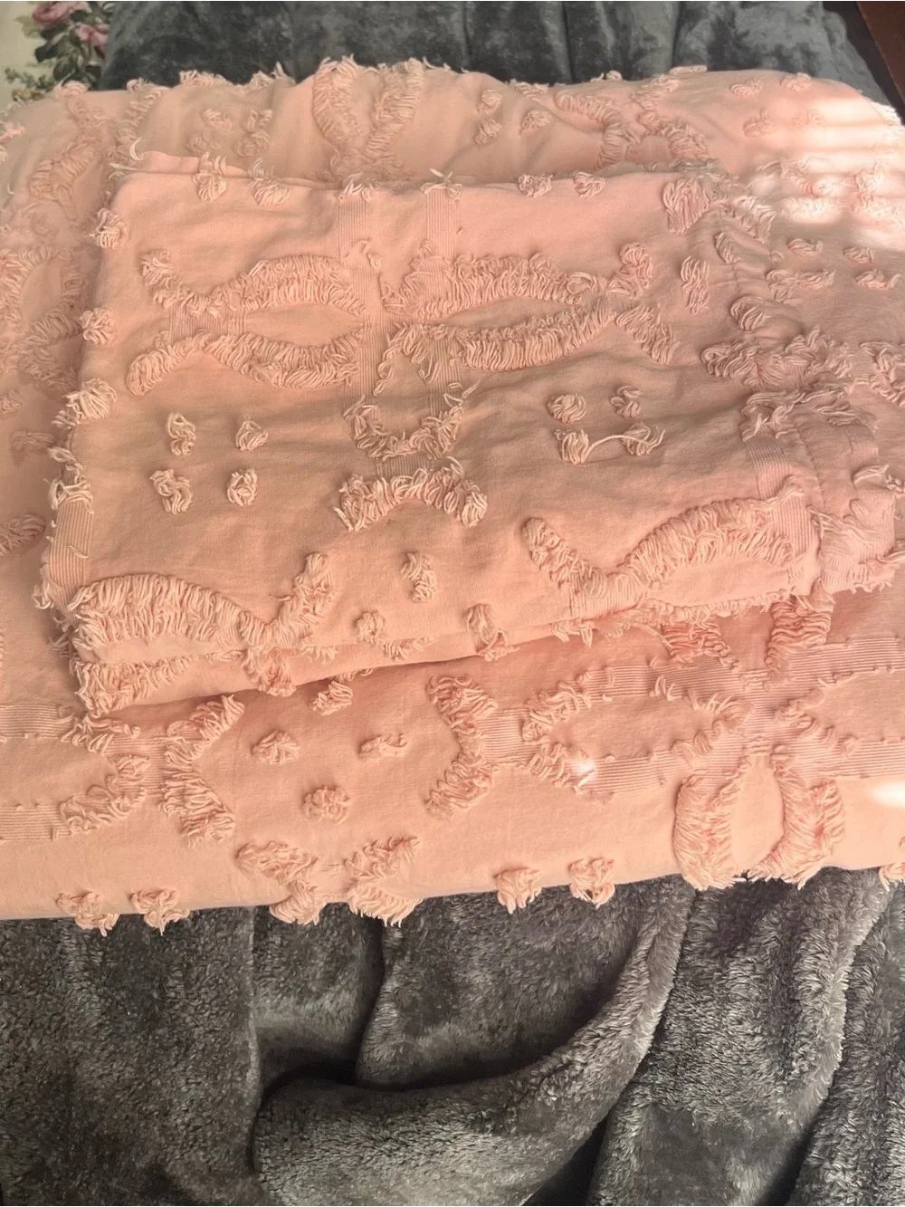 Threshold Blush Pink Chenille Duvet Cover Set Full/Queen 100% Cotton!